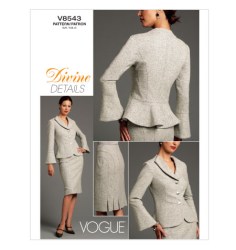 8543 VOGUE FIT LAPEL FLARE SLEEVE JACKET, DIVINE SKIRT PATTERN 14-20 UNCUT